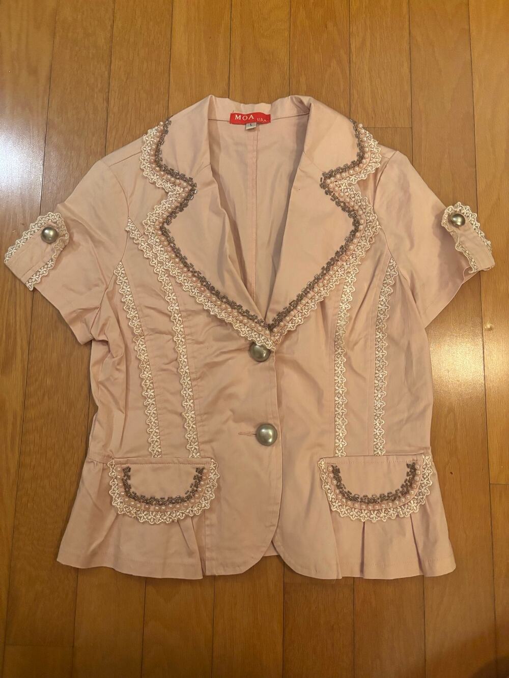 Vintage MOA Beaded Pink Blouse